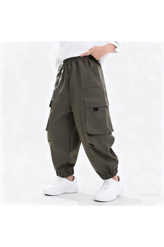 Elastic Waist Casual Pants for Kids with Pockets, Soft Cotton Playwear for Toddlers