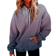 thumbnail image 1 of Elastic Waist Fall Sweatshirt Gradient Color Winter Shirt Womens Casual Oversized Hoodies with Pockets Crew Neck Long Sleeve Shirt (Purple 2XL), 1 of 4