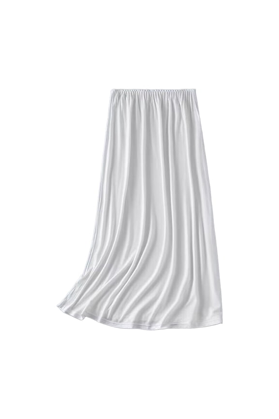 Elastic Waist Half Slips for Women Long Slip Under Dresses Invisible Underskirt Basic Color Petticoat Innerwear
