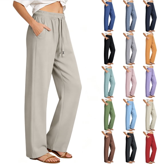 Elastic Waist Hiking Pants Water Resistant Quick-Dry Lightweight Outdoor Sweatpants with Zipper Pockets for Women and Men