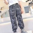 thumbnail image 1 of Elastic Waist Jeans for Boys Girls 8t Loose Casual Printed Cuff Denim Pants Streetwear Boyfriend Fashion Long Trousers, Black7 Years, 1 of 5