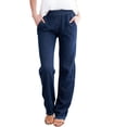 thumbnail image 1 of Elastic Waist Jeans for Women Pull on Denim Pants Elastic Waist High Waisted Straight Leg Casual Trousers with Pockets, 1 of 9