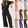 thumbnail image 1 of Elastic Waist Jumpsuit with Pockets, Women's Solid Color Round Neck Loose Fit Romper Overalls, Casual Lounge Wear One Piece, Summer Travel Outfit, Birthday Gifts for Women, 1 of 9