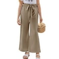 thumbnail image 1 of Elastic Waist Kids Solid Casual Wide Leg Pants Girls Trousers, 1 of 4