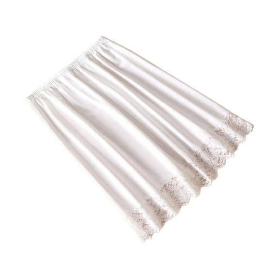 Elastic Waist Knee Length Half Slips for Women Under Dresses Invisible Underskirt Basic Solid Color Lace Trim Petticoat