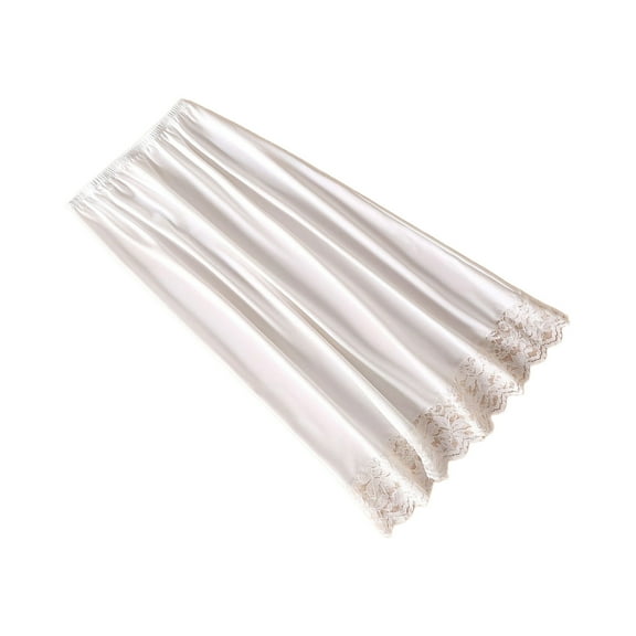 Elastic Waist Lace Trim Half Slips for Women Under Dresses Invisible Underskirt Basic Solid Color Petticoat A Line Skirt