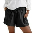 thumbnail image 1 of Elastic Waist Linen Shorts with Pockets Womens Lightweight Casual Summer Loose Shorts Plus Size Beach Hot Pants (4XL, Black), 1 of 6