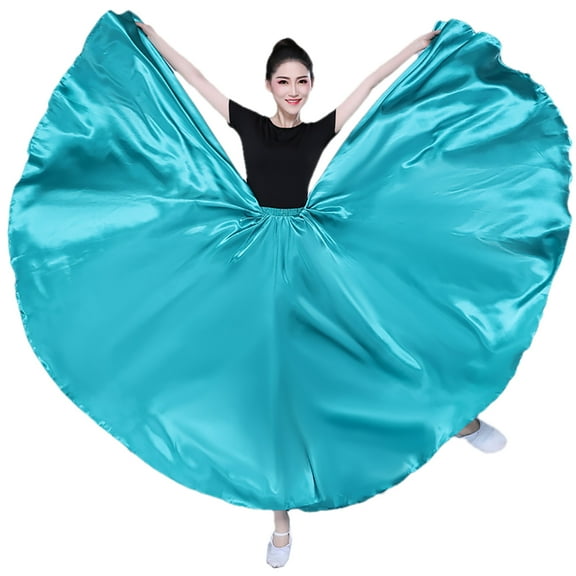 Elastic Waist Long Women Ladies Adult Satin Swing Skirts For Dance