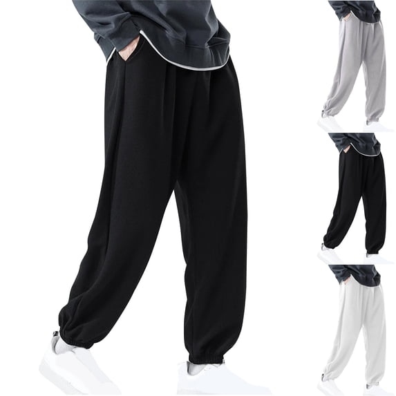 Elastic Waist Mens Active Athletic Workout Jogger Sweatpants for Men with Pocket Lightweight Outdoor Hiking Solid Color Pants Tapered Sweatpants Expandable Waist Relaxed Fit Sweatpants