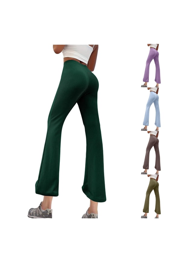 Elastic Waist Micro Flare Pants, Loose Fit Yoga Pants Leggings, Solid Color Casual Lounge Pants with Versatile Flare Leg, Comfortable Athleisure Wear, Mother's Day Gifts for Women