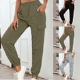 thumbnail image 1 of Elastic Waist Pants with Pockets, High Waisted Tummy Control Straight Leg Trousers, Casual Work Office Slacks for Women, Professional Style Gifts | CSEONE,Army Green XL, 1 of 7