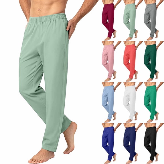 Elastic Waist Pants for Men,Straight Leg Soft Lightweight Solid Color Pants for Office Work