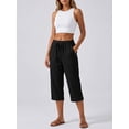 thumbnail image 1 of Womens Loose Fit Cotton Capri Pants with Button Split Hem, Black Size 3xl, 1 of 6