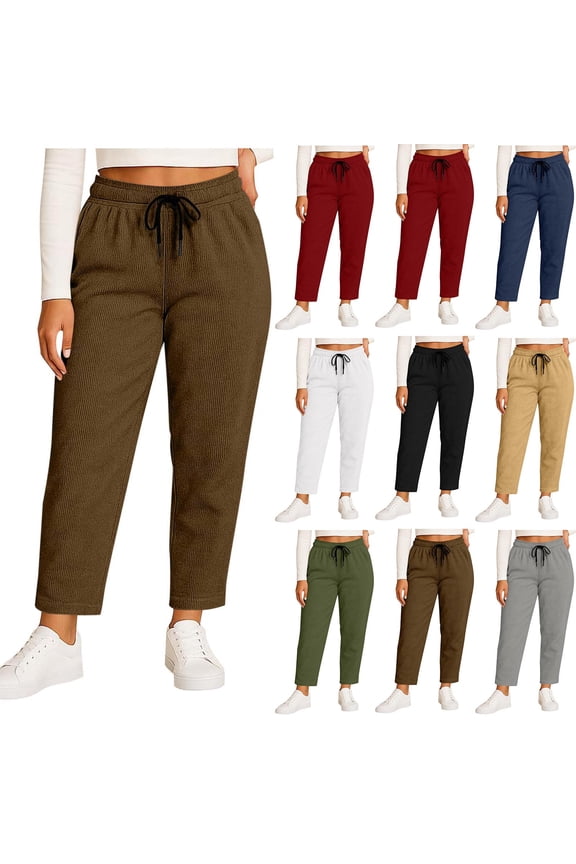 Elastic Waist Plus Size Pants with Side Pockets High Waisted Tummy Control Lounge Pants Casual Wide Leg Trousers for Women Work Office Comfort | Sopatenor,Army Green XL