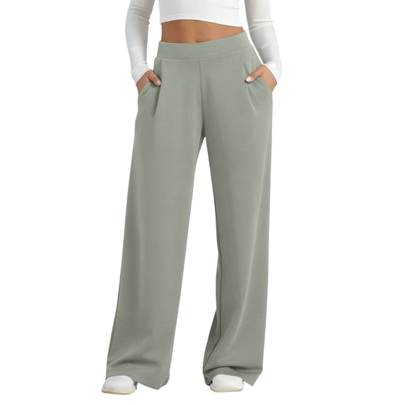 Elastic Waist Pocketed Yoga Casual Long Pants For Women Summer Stretchy Relaxed Fit Comfortable Active Everyday Wear Versatile Style Breathable
