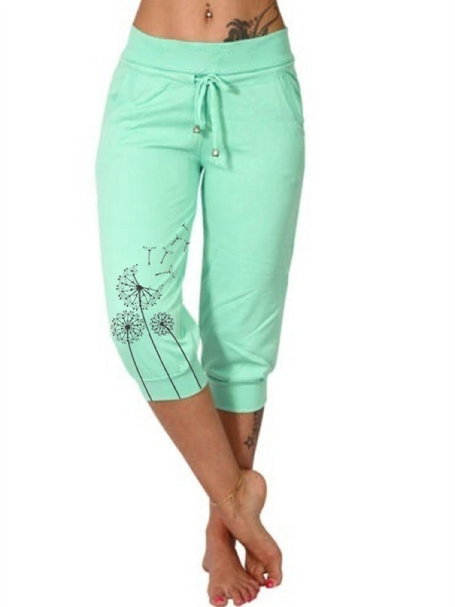Elastic Waist Print Casual Pants Women Knee Length Capris Loose Drawstring Joggers Walmart