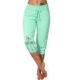 thumbnail image 1 of Elastic Waist Print Casual Pants Women Knee-Length Capris Loose Drawstring Joggers, 1 of 5