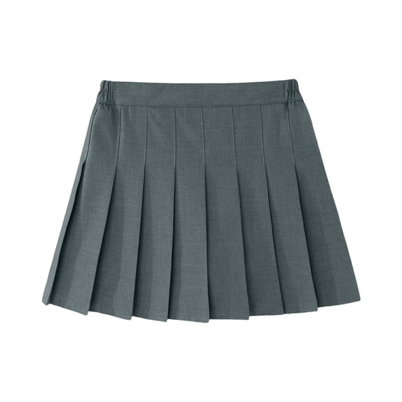 Elastic Waist School Uniform Style Girls Pleated Skirt for Kids Classroom and Daily Gray 140