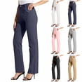 thumbnail image 1 of Elastic Waist Straight Leg Pants for Women Work Office Trousers Slacks Casual Daily Professional Style Gifts | CSEONE,Gray L, 1 of 9