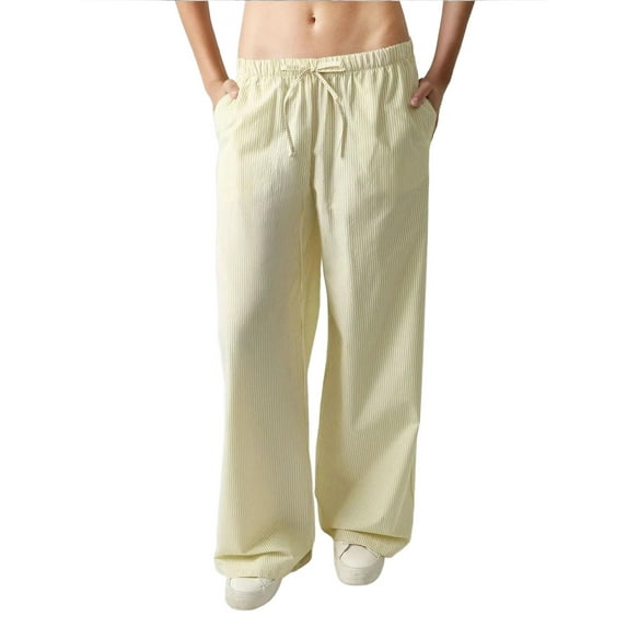 Elastic Waist Striped Cotton Lounge Bottoms