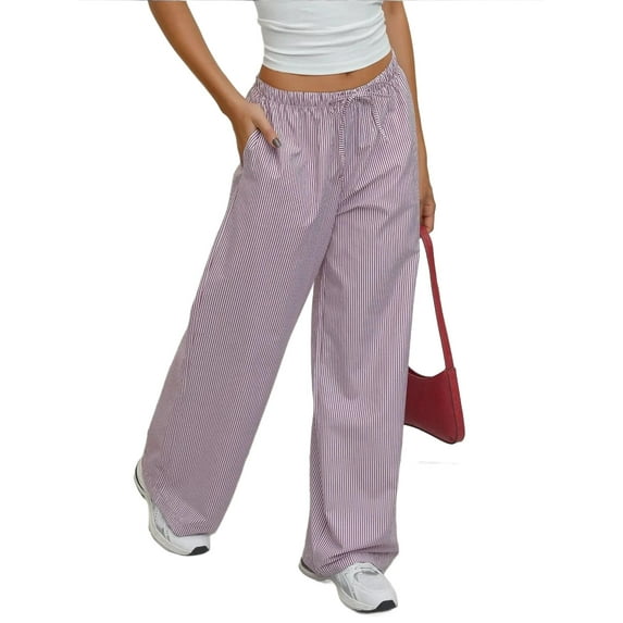 Elastic Waist Striped Cotton Lounge Bottoms