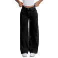 thumbnail image 1 of Elastic Waist Wide Leg Baggy Denim Jeans Pants For Girls Kids Casual Wear, 1 of 5