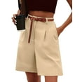 thumbnail image 1 of Shorts for Women Dressy 2026 Summer Elastic High Waisted Wide Leg Business Casual Work Shorts with Pockets Khaki S, 1 of 4