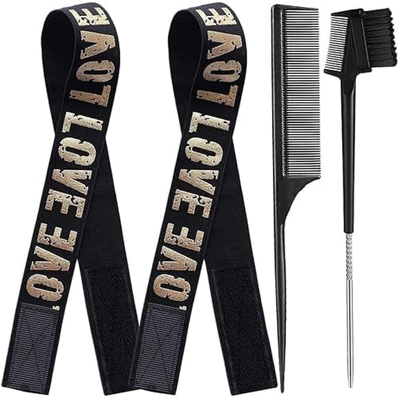 Elastic Wig Band with Adjustable Magic Buckle for Laying Edges and Lace Frontals - Melting Edge Wrap with for Wigs Accessories (2PCS, GoldLove)