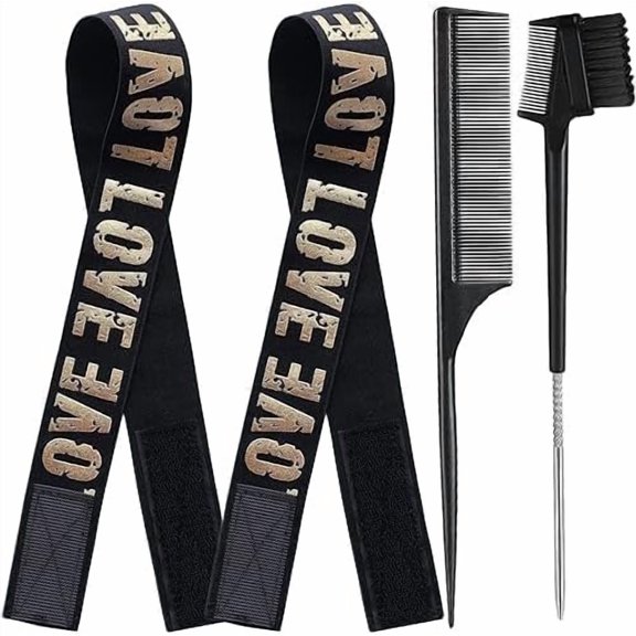 Elastic Wig Band with Adjustable Magic Buckle for Laying Edges and Lace Frontals - Melting Edge Wrap with for Wigs Accessories (2PCS, GoldLove)