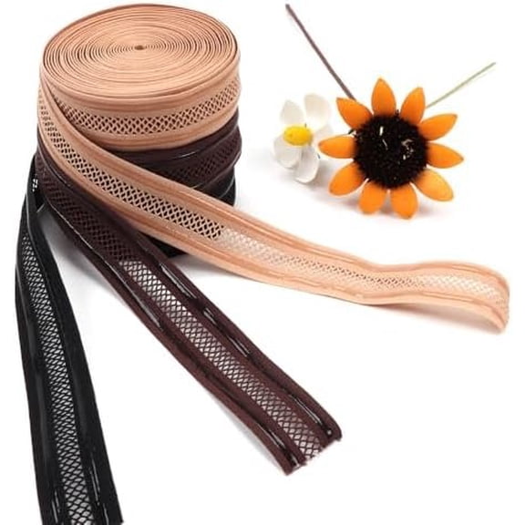 Elastic Wig Bands with Net, 1 Inch Non-Slip Hair Band for Wigs Edges, 5 Yard & 10 Yard Bidirectional Stretching Mesh Elastic Band for Wig Making & Securing (Brown, 5 Yards)
