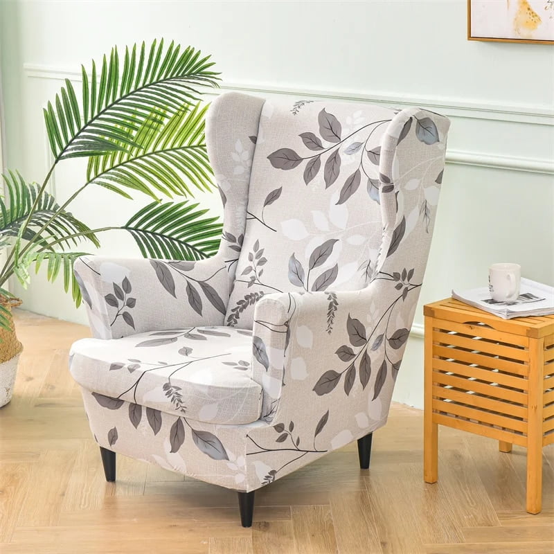 Elastic Wing Chair Cover Printed Wingback Sofa Slipcovers Stretch