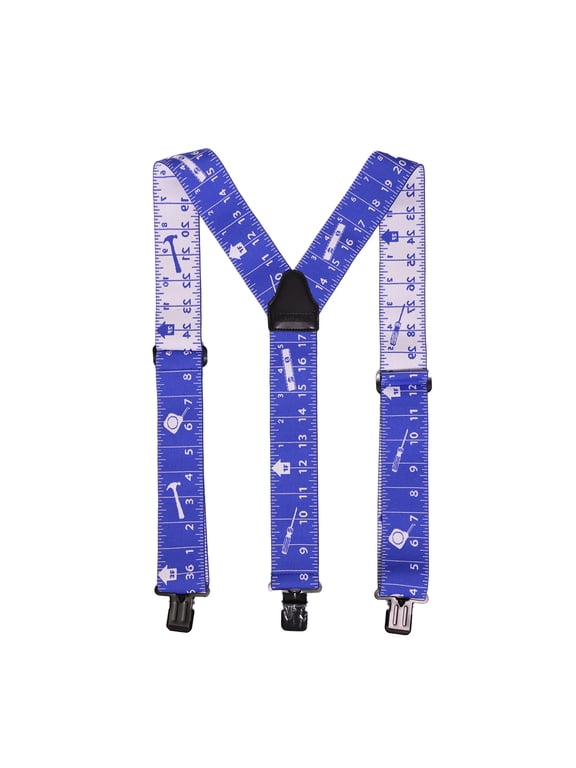 Elastic Work Suspender Y back Shape Ruler Design Men's 2" Wide Suspenders with Very Strong Clips