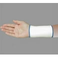 thumbnail image 1 of Alpha Medical Compression Wrist Sleeve – Soft Elastic Wrist Support Band with NO Thumb Hole for Typing, Weightlifting, Tendonitis, Arthritis, Sprain Pain Relief  (X-Large   White w/ Blue Trim), 1 of 4
