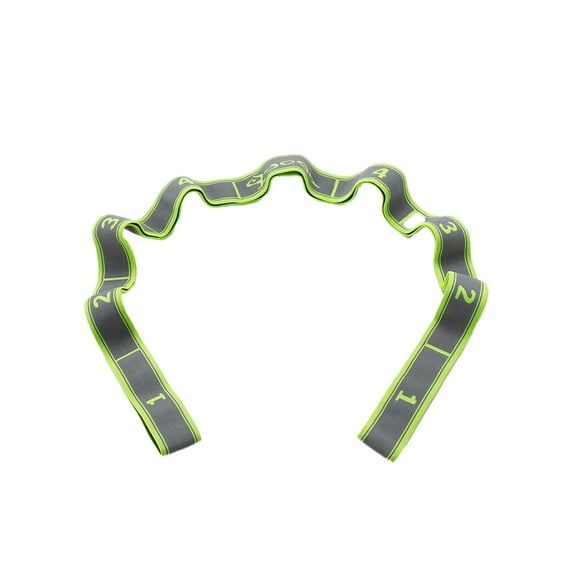 Elastic Yoga Stretching Strap, Multi-Loop for Physical Therapy, Pilates, Yoga, Dance green-gray 9 grids