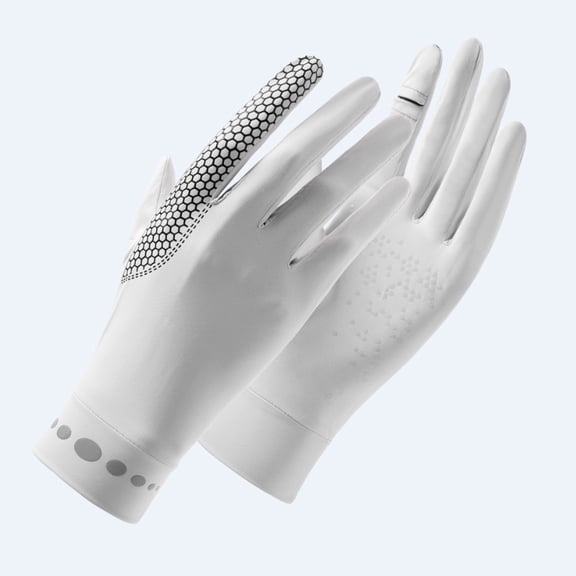 Elastic ice silk solid color touch screen sunscreen gloves, lightweight, breathable, exposed finger women's summer non slip driving and cycling gloves