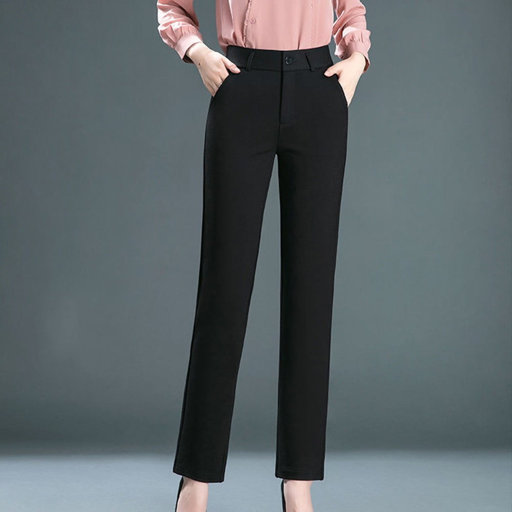 Elastic spring and summer work trousers for women straight work pants ...