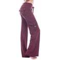 thumbnail image 1 of Elastic waist button pocket yoga pants-burgundy-L, 1 of 6