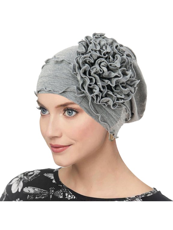 Elasticated Blossomy Embellished Headscarf Hat Ventilated Polyster Hair Protect For Women Chemotherapy Patients