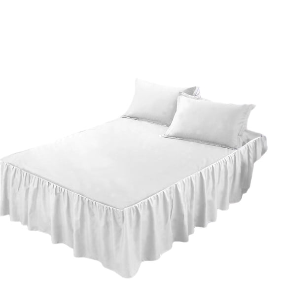 Elasticated Ruffle Bed Valance Long Valance Bed Skirt for Double Queen Size Bed