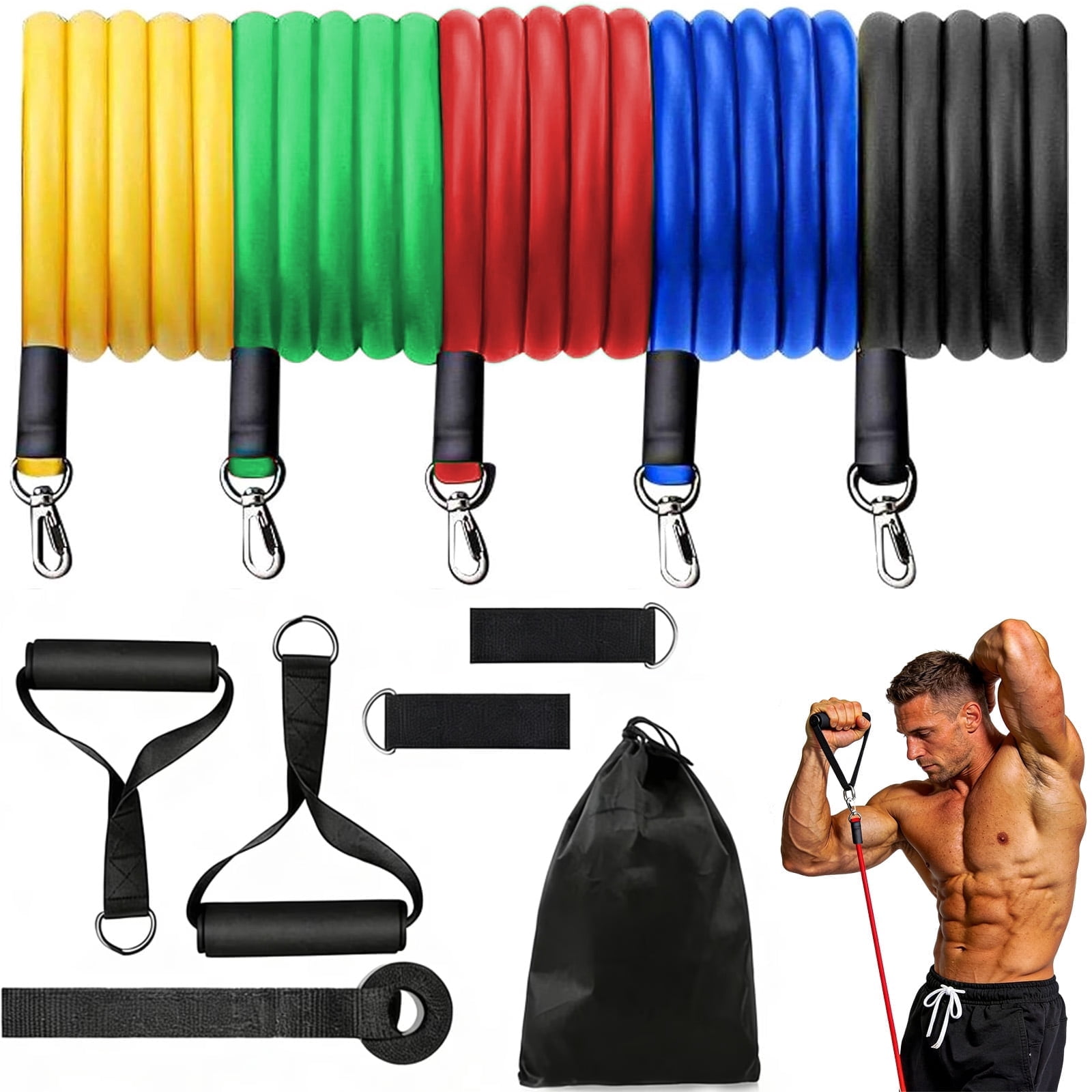 Resistance Bands for Men & Women with Handles for Home Outdoor Gym Strength Training