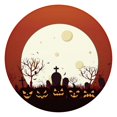 thumbnail image 1 of Elasticized Halloween Table Cover with Pumpkin Print - 44 Inch Round Stretch Cloth for Dining Kitchen Party Setting, 1 of 6