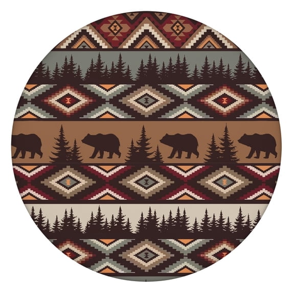 Elasticized Round Tablecloth with Bohemian Floral Print, Secure Fit for 52-56 Inch Tables, Machine Washable Fabric