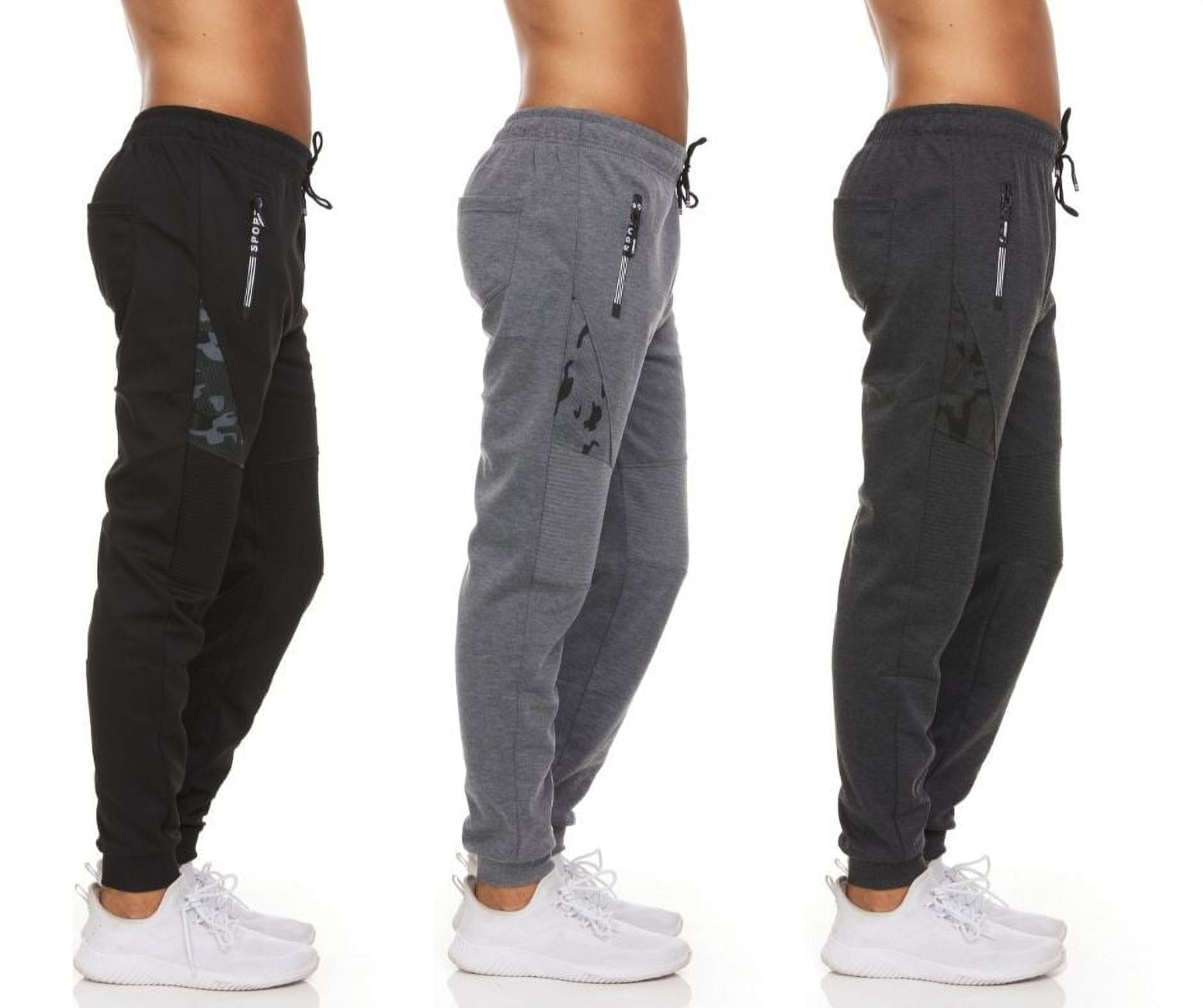 Men's Active Athletic Moisture-Wicking Jogging Pants with Zipper Pockets  (3-Pack) - Walmart.com
