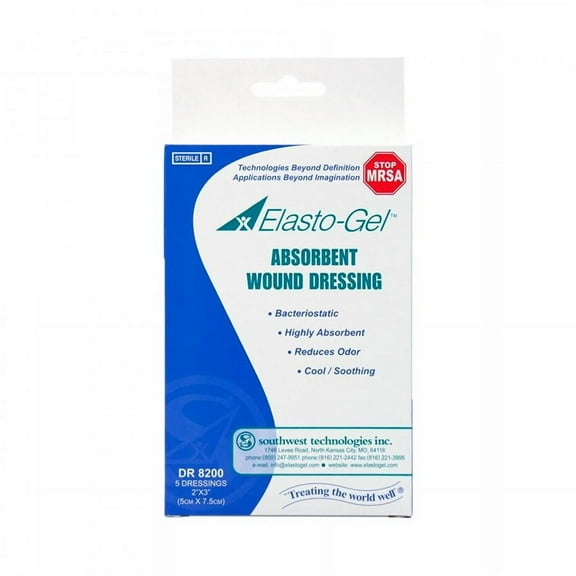 Elasto-Gel Absorbent Wound Dressing, 2 x 3 Inch, Sterile, 5 Count