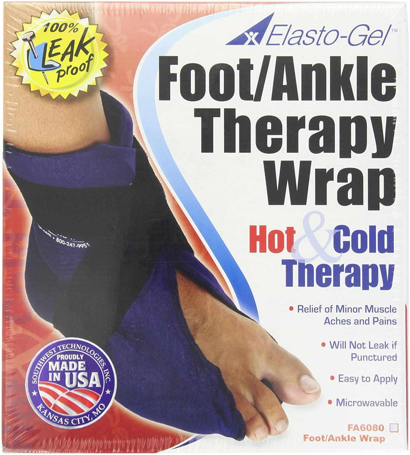Elasto-Gel Reusable Hot/Cold Foot and Ankle Wrap, 2 Pack