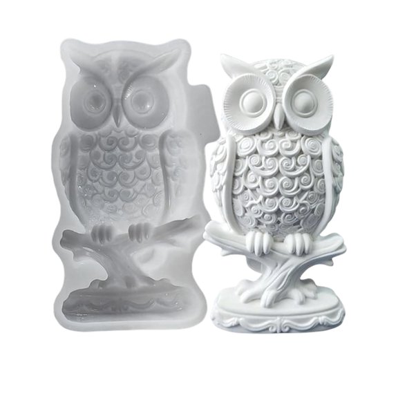 Elastomer Nightbird Figurine Casting Form Mould Handcraft For Gypsum Concrete Handmade Candlewax Craft Home Decorations