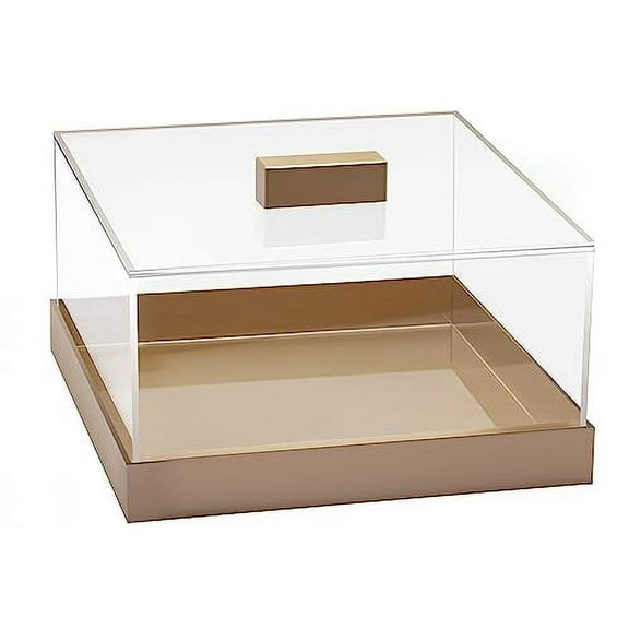 Elavain Acrylic Cake Stand and Cover | Rose Gold Square Cake Cover & Food Tray with Clear Lid | Elegant Dome Cake Stand for Home, Kitchen & Party | Wedding Cake Platter with Cover| Shatter Resistant