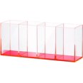 thumbnail image 1 of Elavain Clear Acrylic Makeup Brush Organizer with Neon Pink Base, 4 Sectional Office Desk Organizer, Makeup Brushes Bathroom Accessories Holder, Pen Holder for School Supplies & Dorm Room Essentials, 1 of 6