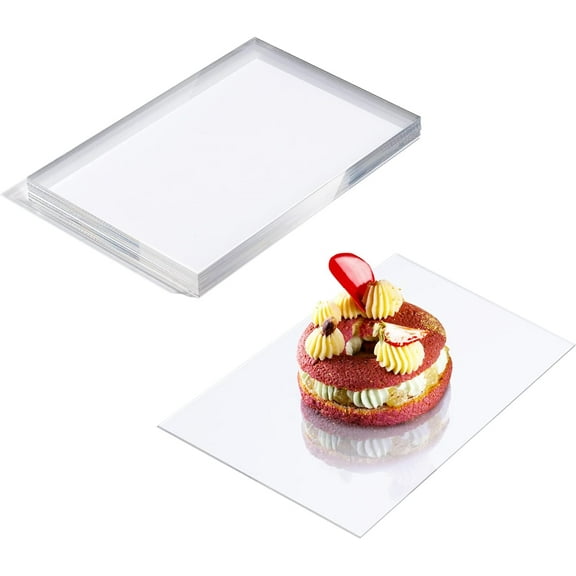 Elavain Clear Acrylic Plastic Plates for Party, 12 Pack Appetizer Plates Set, Fancy Plated Dessert Serving Dishes for Weddings, Bridal Shower Decorations Plates & Party Essentials| 4 x 6 in. 1MM thick