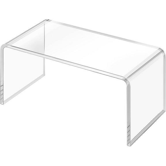 Elavain Clear Side Table & Small Coffee Table, Stylish Sofa Table with Rounded Edges, Acrylic Waterfall Living Room Tables, Modern Side Tables Bedroom or Living Room Furniture Sets/ 32"L x 16"W x 16"H